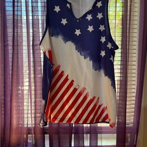 Patriotic Sleeveless Top - Red, White, and Blue